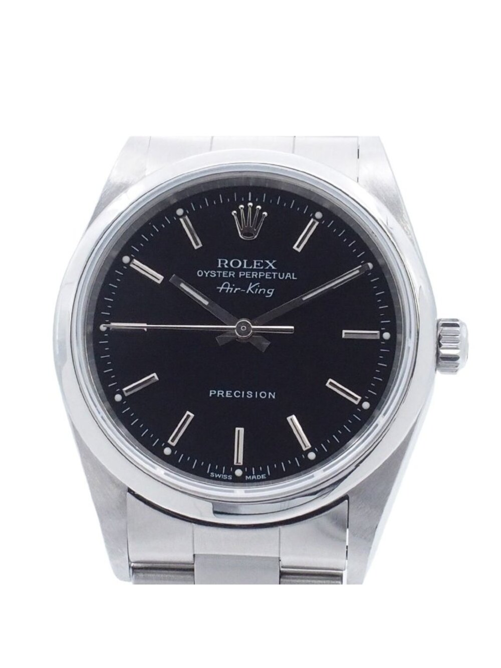 Rolex Air King Black SS Precision Oyster Bracelet Watch Automatic